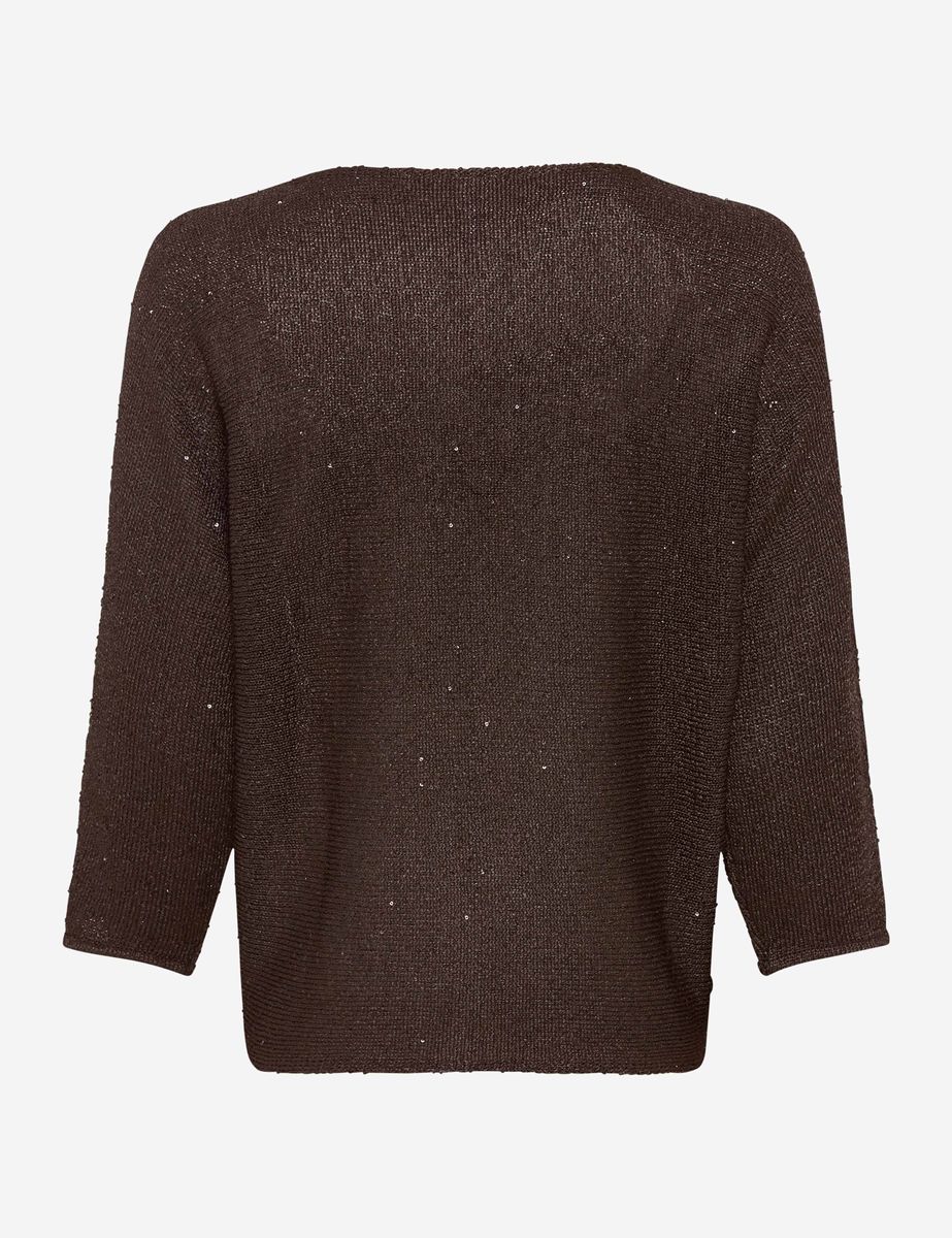 Glitzer Strickpullover mit 3/4 Ärmeln