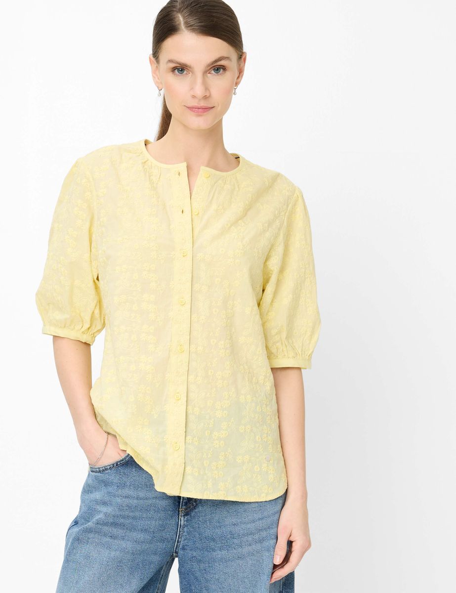 Bestickte Baumwollbluse mit Knopfleiste