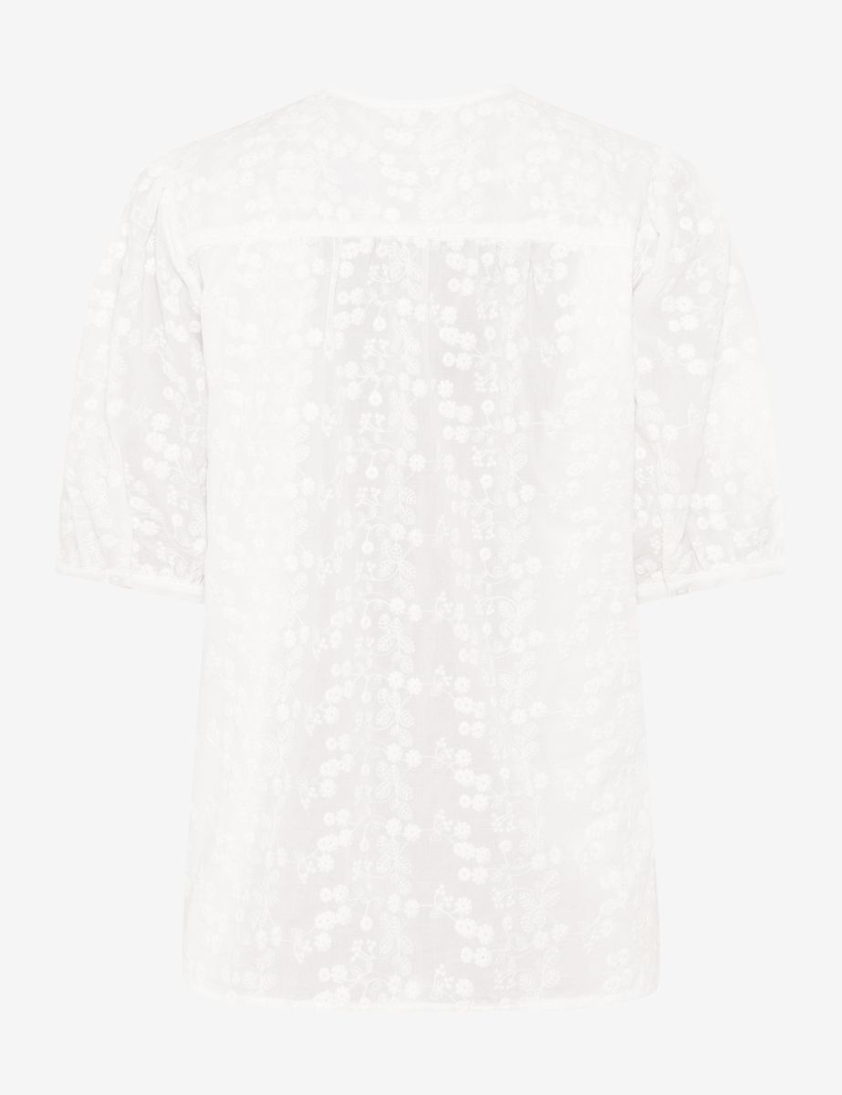 Damen Bluse mit Blumenstickerei und Knopfleiste