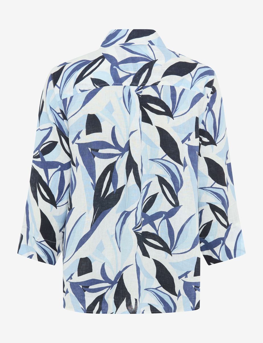 Leinenbluse mit Blätterprint