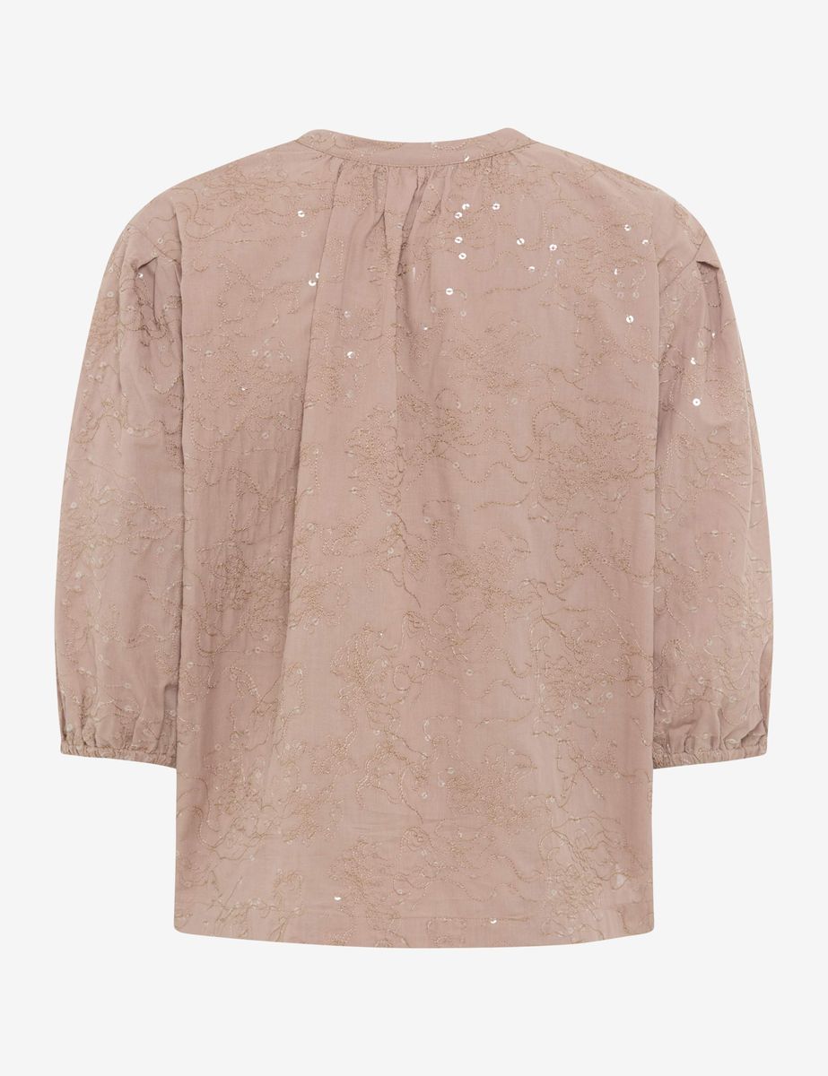 Bluse mit Ballonärmeln und Stickerei