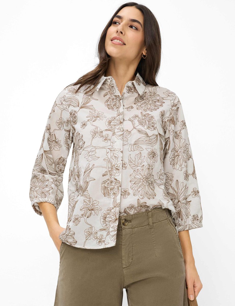 Bluse mit Blumendruck aus Baumwollmischung