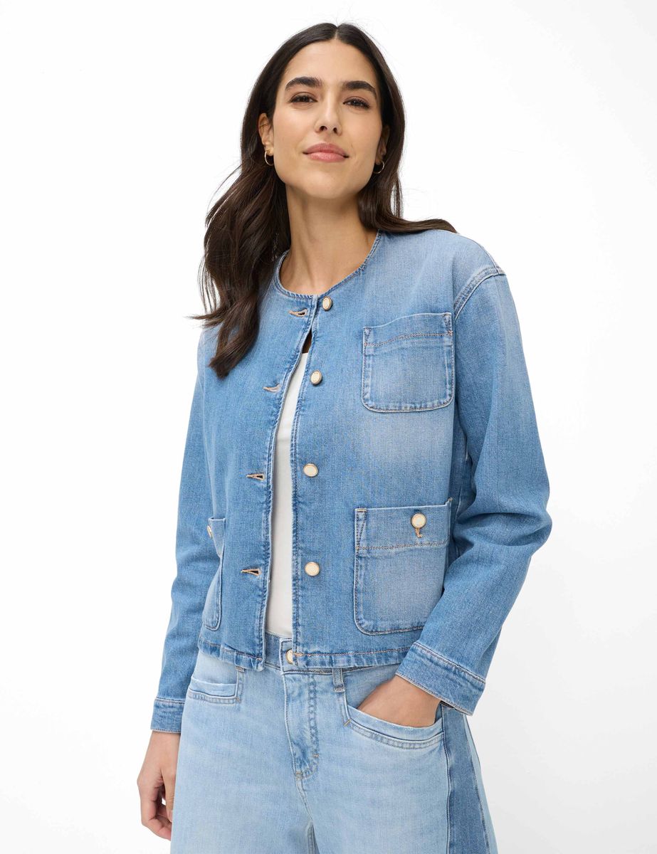 Cropped Jeansjacke mit Taschen
