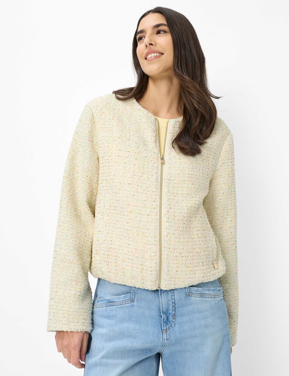 Bouclé Jacke mit Reißverschluss