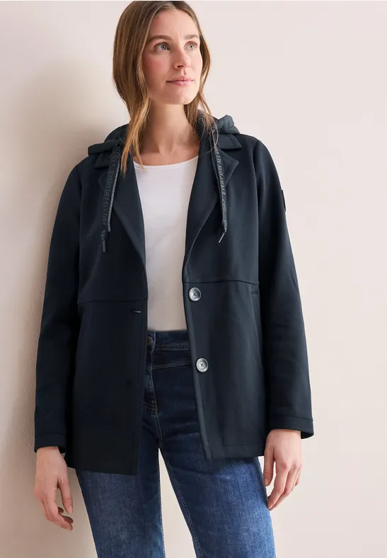 Blazer Jacke mit Kapuze und Kordelzug