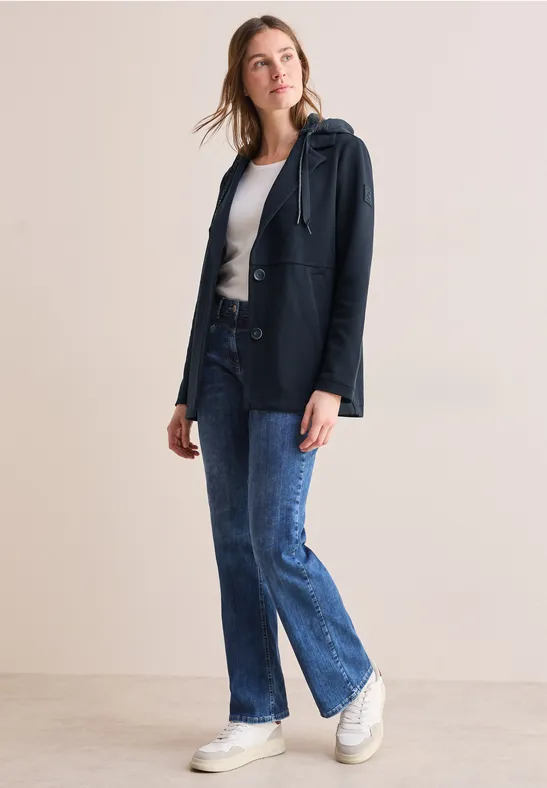 Blazer Jacke mit Kapuze und Kordelzug