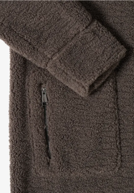 Kuscheliger Teddyfleece-Mantel mit Kapuze