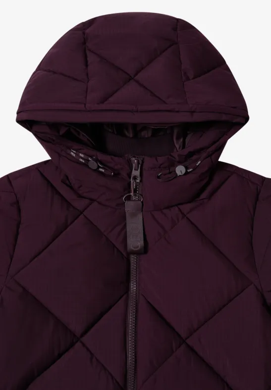 Lange Steppjacke mit Rautenmuster