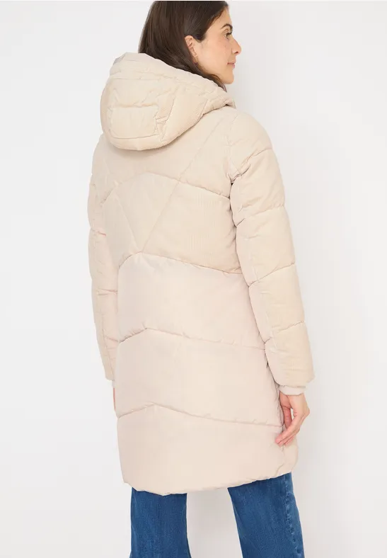 Kapuzen-Puffer-Mantel mit Corddetails