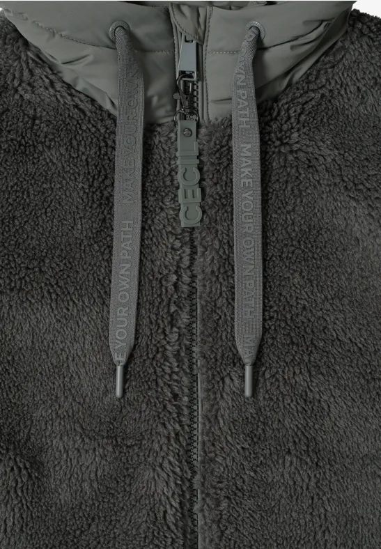 Kuscheliger Teddyfleece-Mantel mit Kapuze