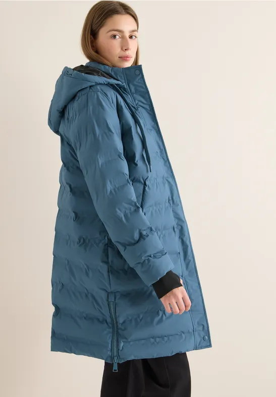 Gefütterter Longline-Puffer-Mantel mit Kapuze
