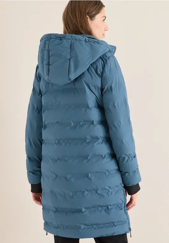 Gefütterter Longline-Puffer-Mantel mit Kapuze
