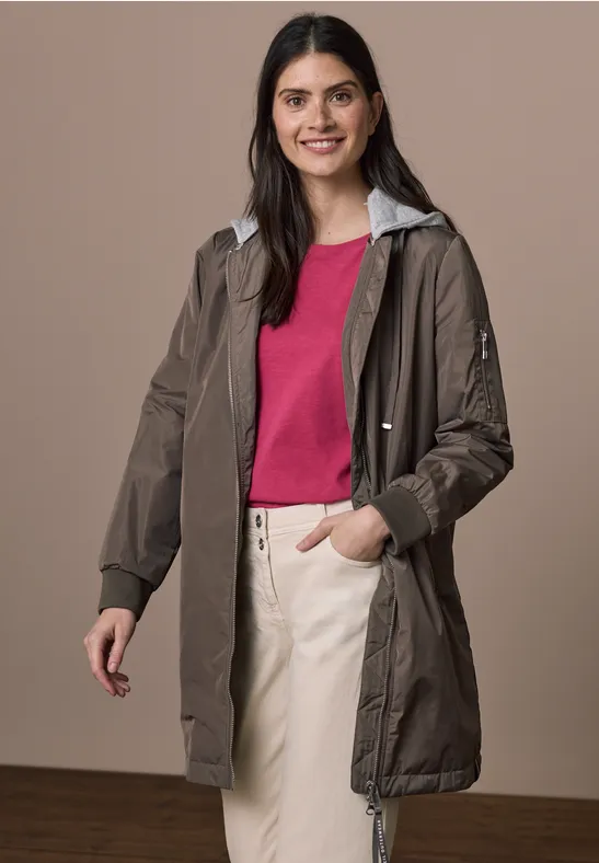 Damen Longline Kapuzenjacke für Freizeit