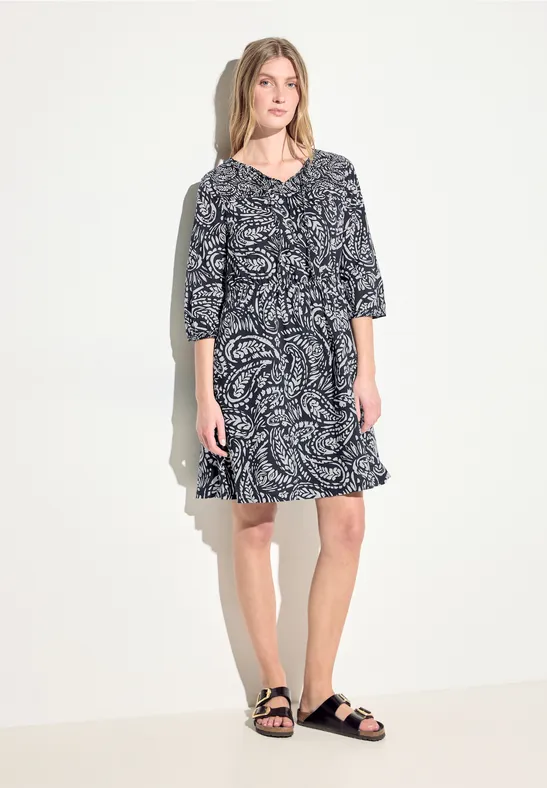 Tunika Kleid mit Paisley-Print und Bindeband