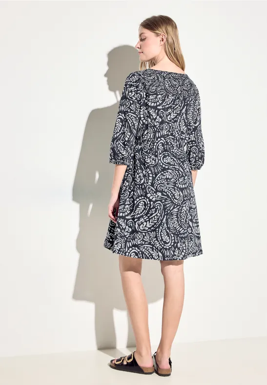 Tunika Kleid mit Paisley-Print und Bindeband