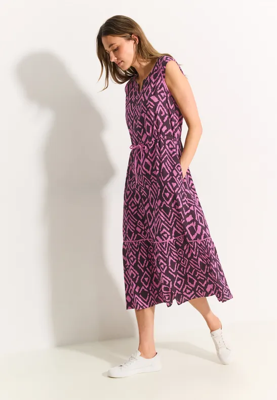 Bedrucktes ärmelloses Midi-Sommerkleid
