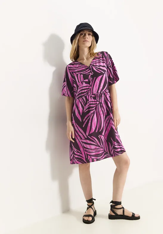Bedrucktes Sommerkleid mit V-Ausschnitt
