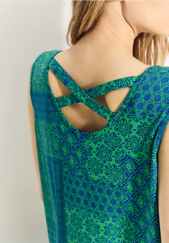 Ärmelloses Strickkleid mit Patchworkmuster