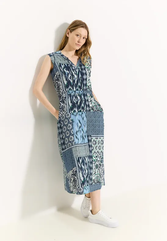 Ärmelloses Midikleid mit Patchworkmuster