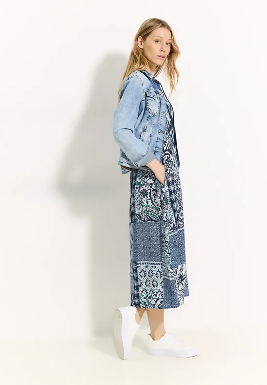 Ärmelloses Midikleid mit Patchworkmuster