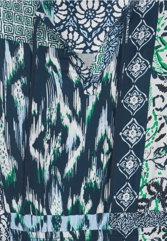Ärmelloses Midikleid mit Patchworkmuster