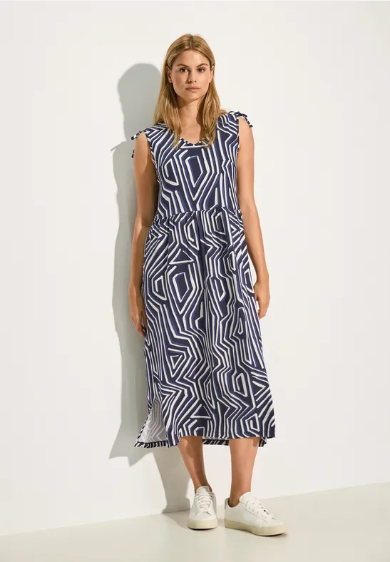 Bedrucktes ärmelloses Jersey-Midikleid