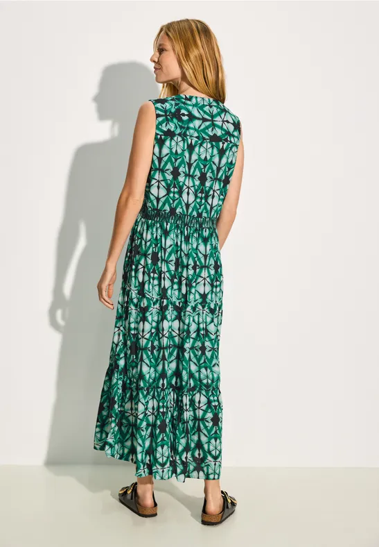 Grünes Maxikleid mit Grafikmuster