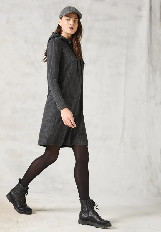 Gestreiftes Kapuzen-Jerseykleid