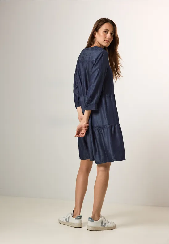 Stufenkleid aus Lyocell im Denim-Look