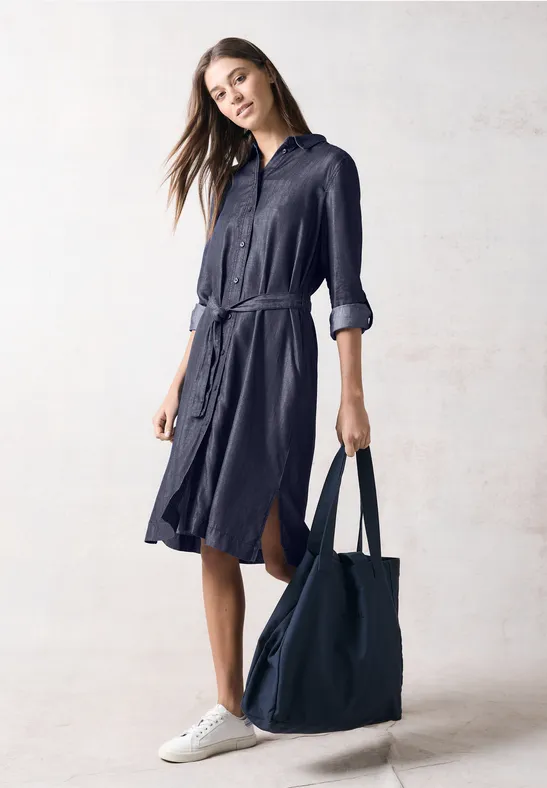 Hemdkleid im Denim-Look mit Gürtel