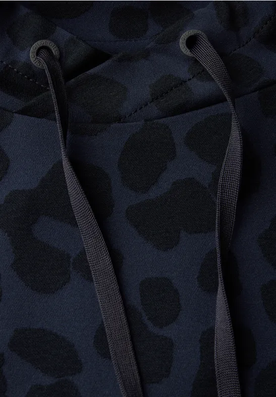 Jacquard-Kleid mit Leo-Muster und Stehkragen