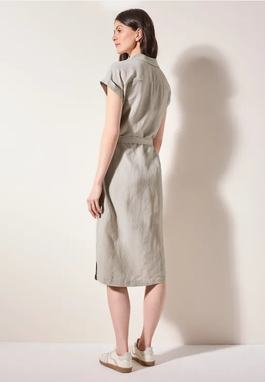 Blusenkleid aus Leinenmischung mit Gürtel