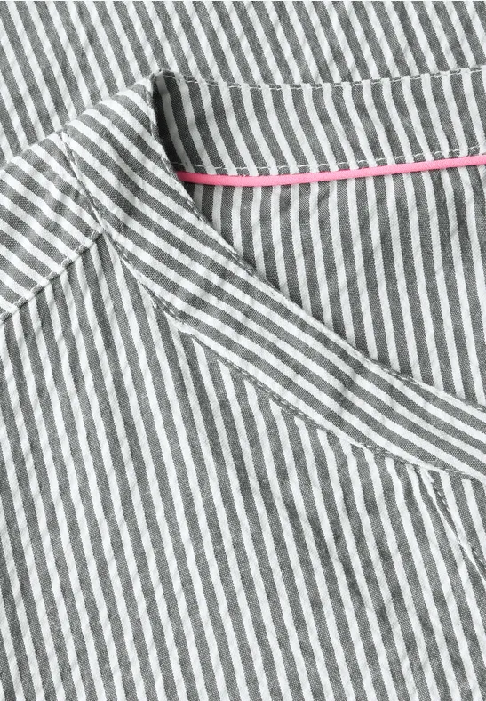Damen Gestreiftes Seersucker Freizeitkleid