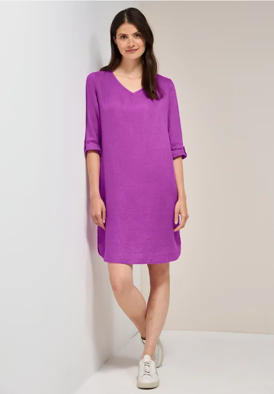 Lässiges Leinen-T-Shirt-Kleid mit Ärmeln