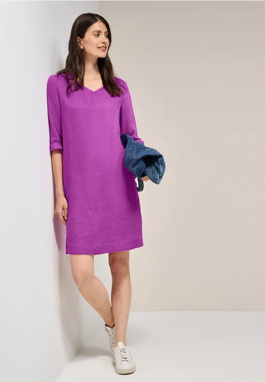 Lässiges Leinen-T-Shirt-Kleid mit Ärmeln