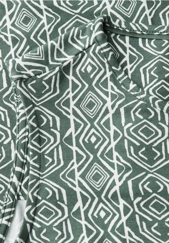Bedrucktes ärmelloses Jersey-Strickkleid
