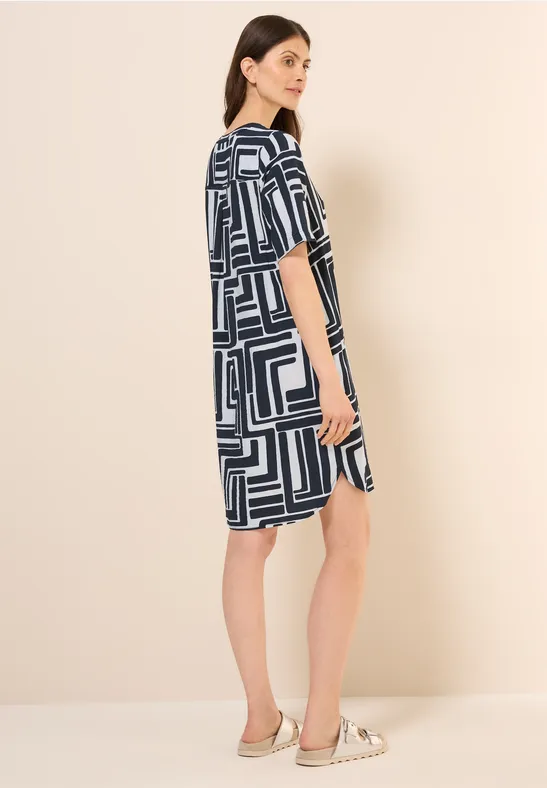 Knielanges Kleid mit geometrischem Druck