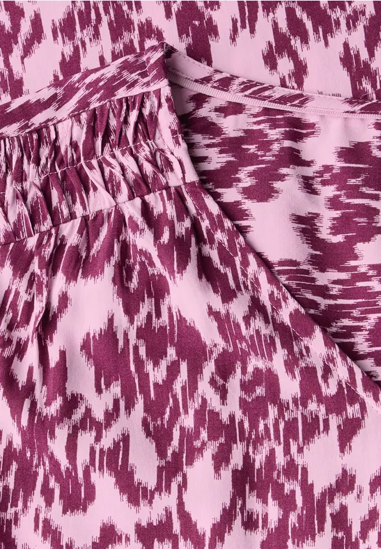 Gemustertes ärmelloses Midikleid mit Bindeband