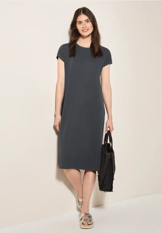 Jacquard Strick Midi T-Shirt Kleid