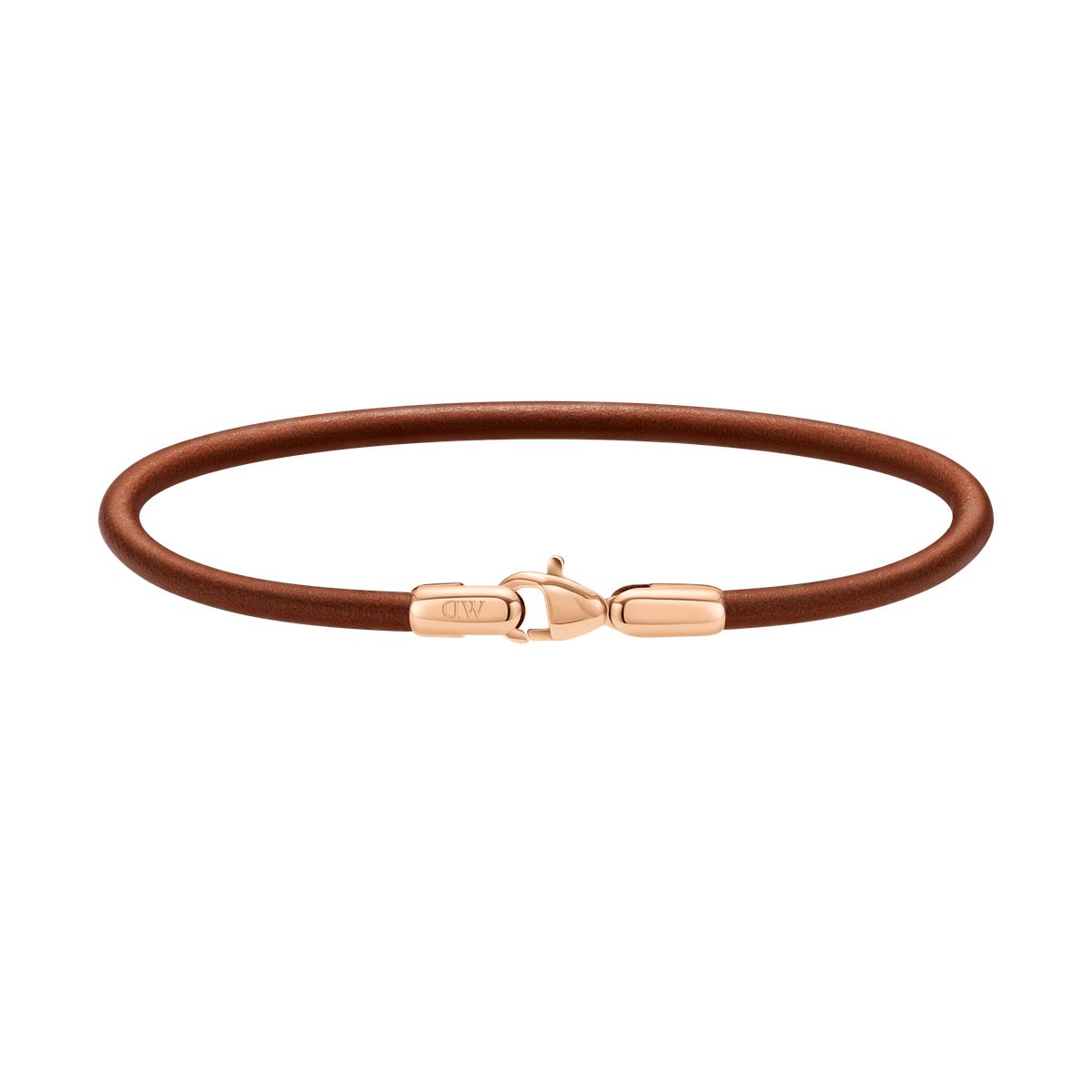 Minimalistisches braunes Lederarmband mit Roségold-Verschluss