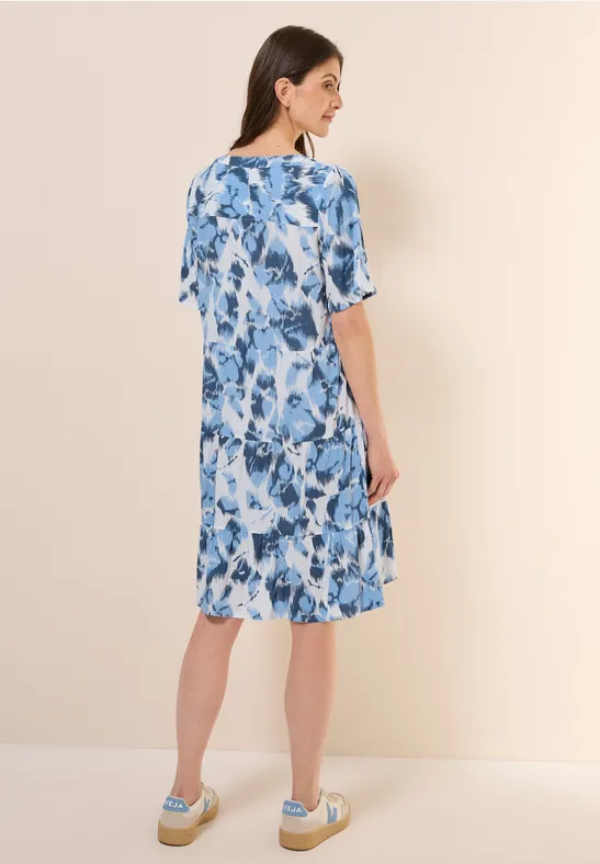 Blümchenkleid mit Stufen und kurzen Ärmeln