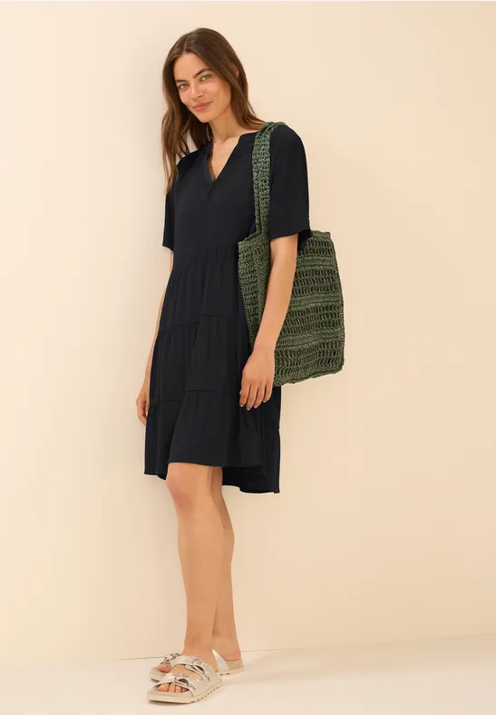 Gestuftes Kurzarm Freizeitkleid
