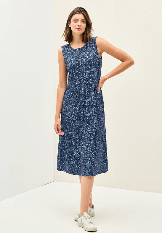 Lässiges ärmelloses Midikleid mit Print