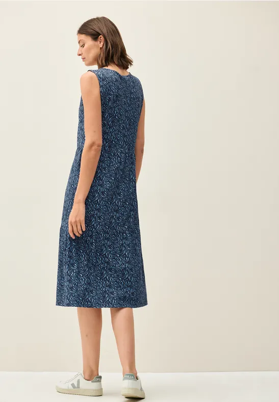 Lässiges ärmelloses Midikleid mit Print
