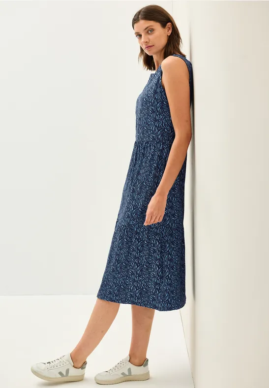 Lässiges ärmelloses Midikleid mit Print