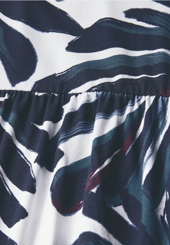Ärmelloses Jersey-Midikleid mit Blattdruck