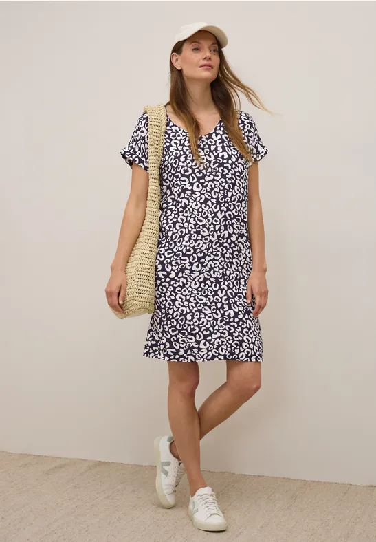 Lässiges Kleid mit Print und V-Ausschnitt