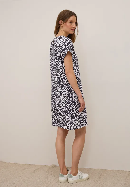 Lässiges Kleid mit Print und V-Ausschnitt