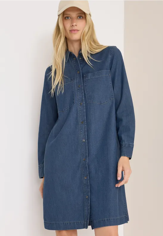 Lässiges Jeanshemdkleid mit Taschen