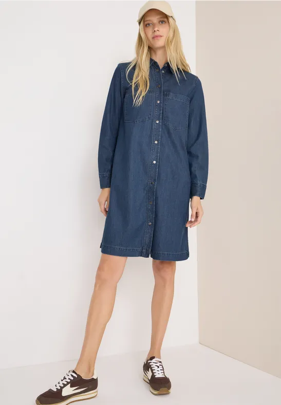 Lässiges Jeanshemdkleid mit Taschen